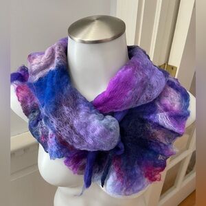 Hand crafted wet felted merino wool scarf/collar